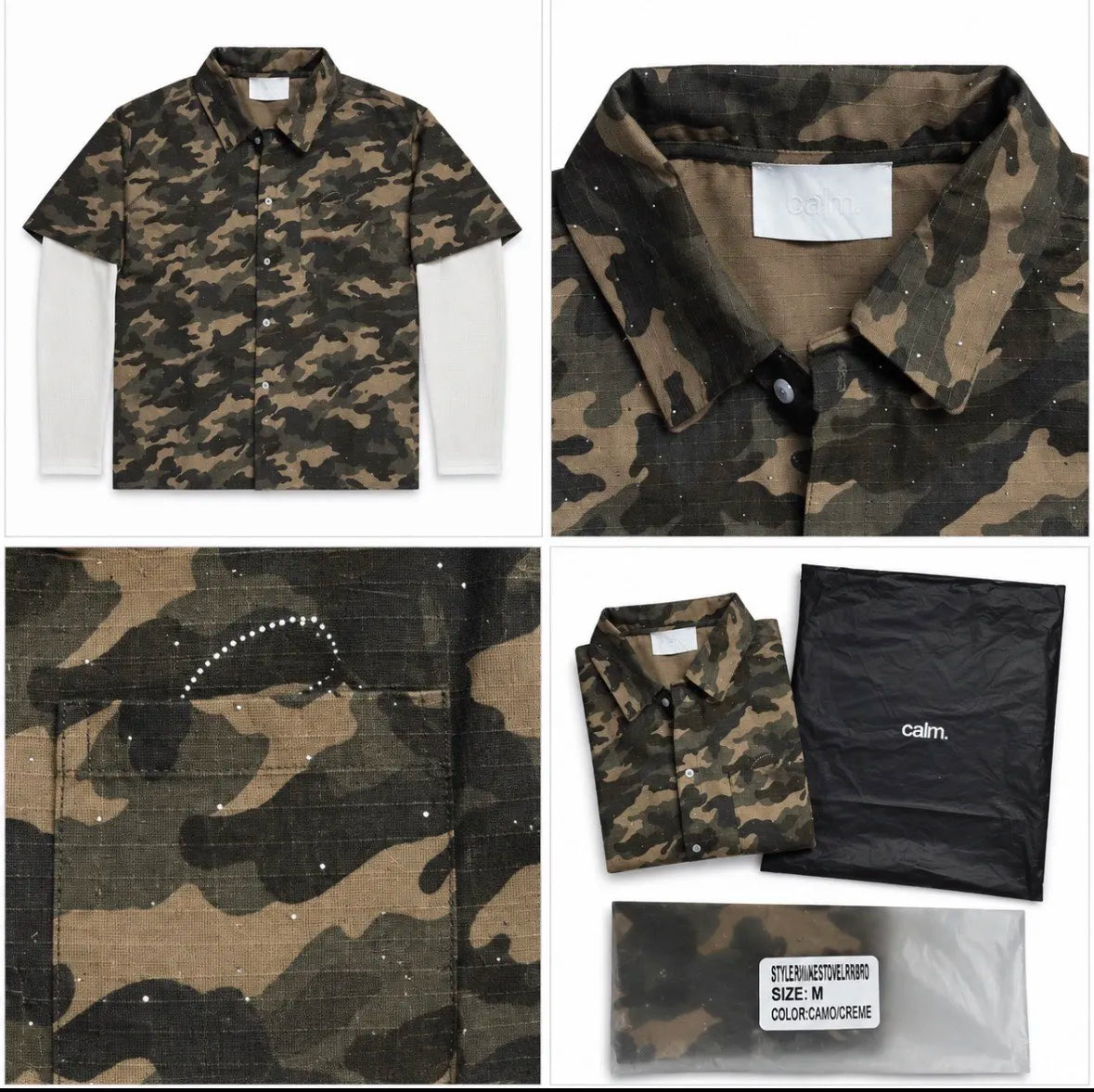 Calm Shirt x Longsleeve camo & white