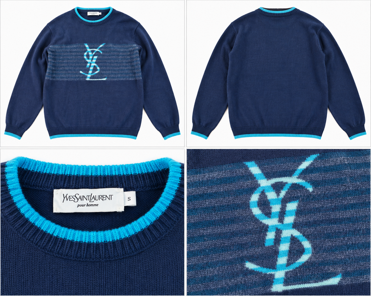 Yves Saint Laurent Sweater – Navy/Turquoise