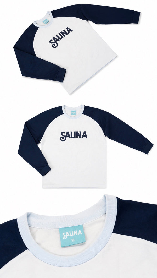 Sauna Long-sleeve White & Dark Blue
